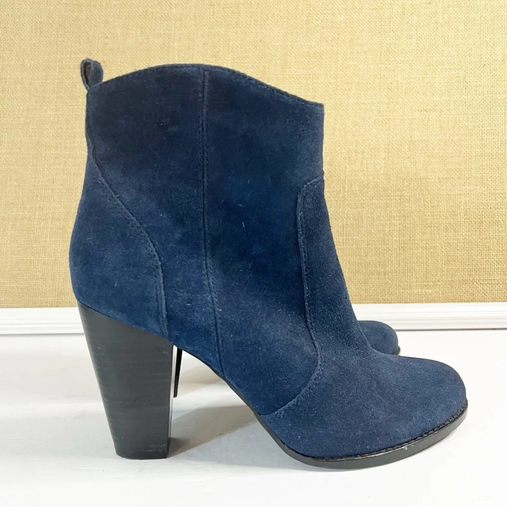 Joie Dalton Bootie Blue Suede Zip Up Ankle Boots Size 38.5 (US 8.5)